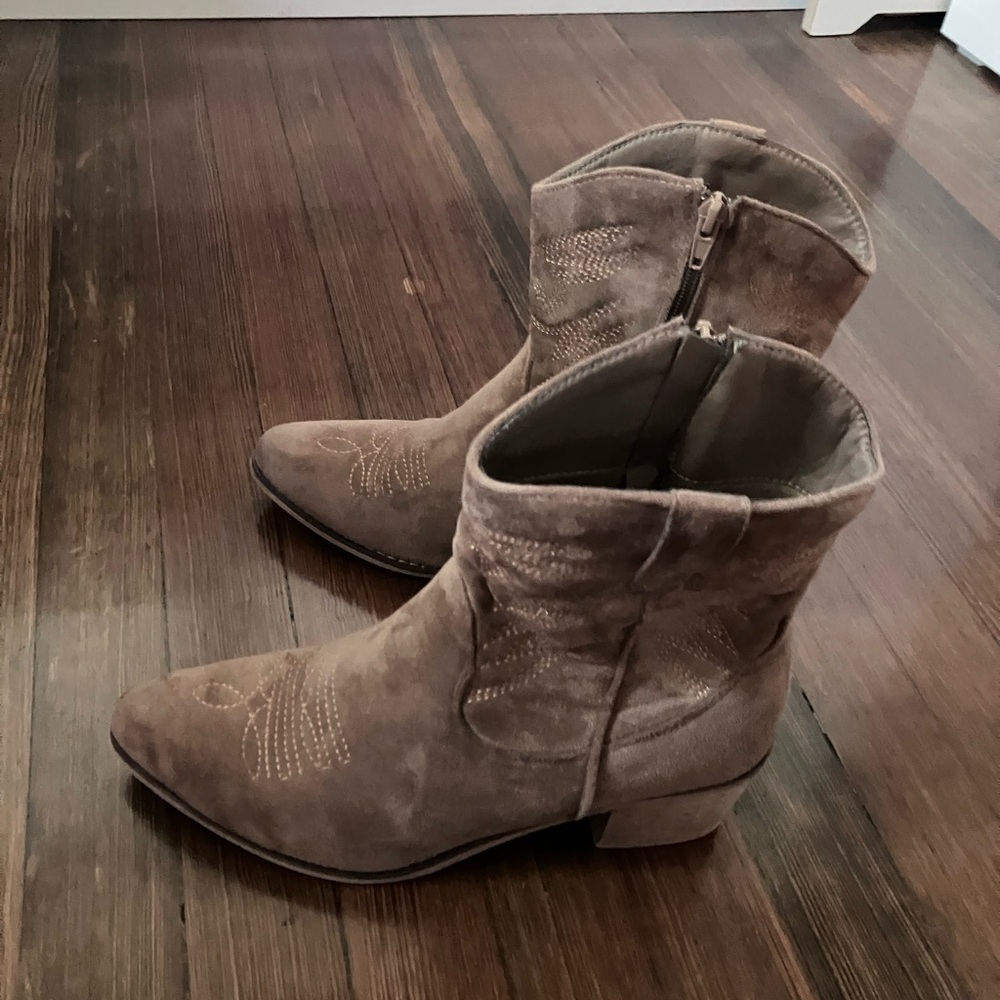 Altar'd State Remy Taupe Suede Mini Western Booties